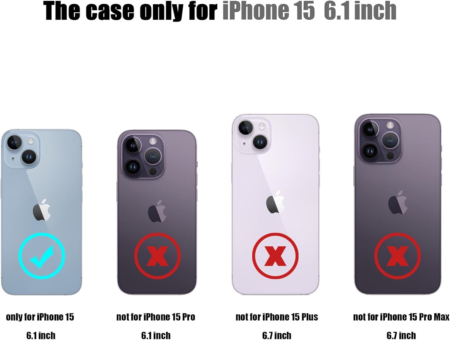 Nvollnoe Funda compatible con iPhone 15 con tarjetero almacena 5 tarjetas Funda de doble capa resistente a prueba de golpes con ranura oculta para