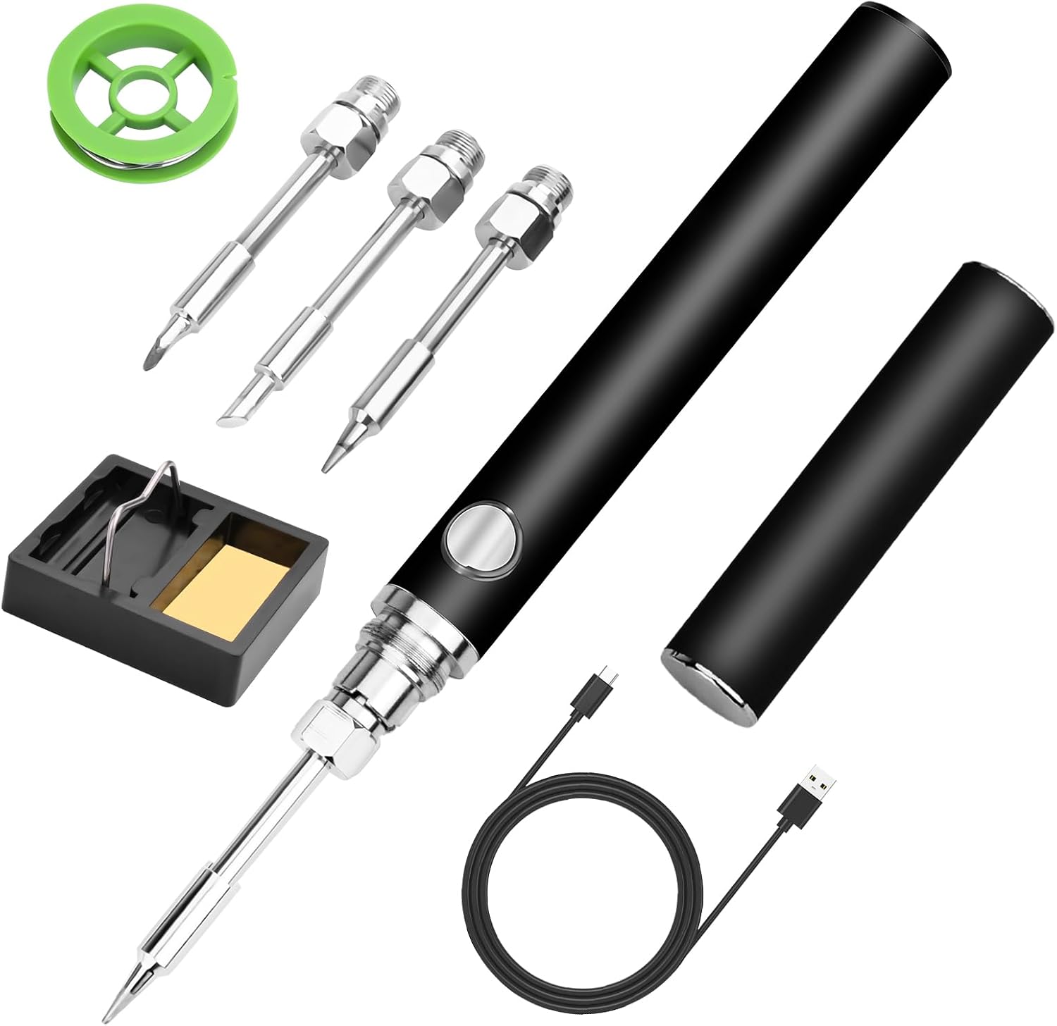 Kit de soldador inalámbrico, soldador inalámbrico portátil recargable por USB, kit de herramientas de 3 ajustes de temperatura para reparación de