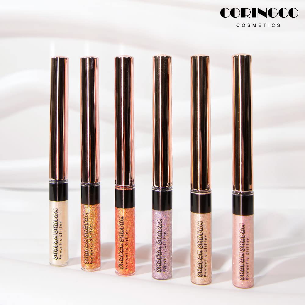 CORINGCO SET Sombra de ojos líquida para maquillaje con purpurina  Shabam Shabam Romantic Glitter Shadow K Beauty Makeup Shimmer (#06 Cherry Blossom