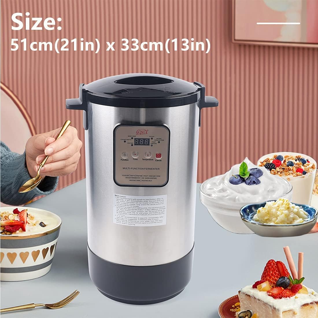Gdrasuya10 Máquina eléctrica de yogur de 12 litros, máquina de fermentación automática multifuncional para enzimas, arroz, vino, masa de frutas,