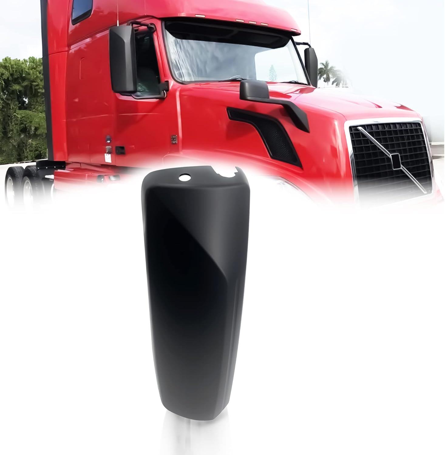 TORQUE Cubierta de espejo de puerta de repuesto para Volvo VNL 2004-2018 semi camiones negro mate cubierta curvada lado derecho del pasajero RHD