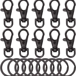 20 cierres giratorios de gancho a presión con llaveros de metal, llavero de llavero, ganchos de pinza de langosta giratorios para manualidades, 20 cierres giratorios de gancho a presión con llaveros de metal, llavero de llavero, ganchos de pinza de langosta giratorios para manualidades,