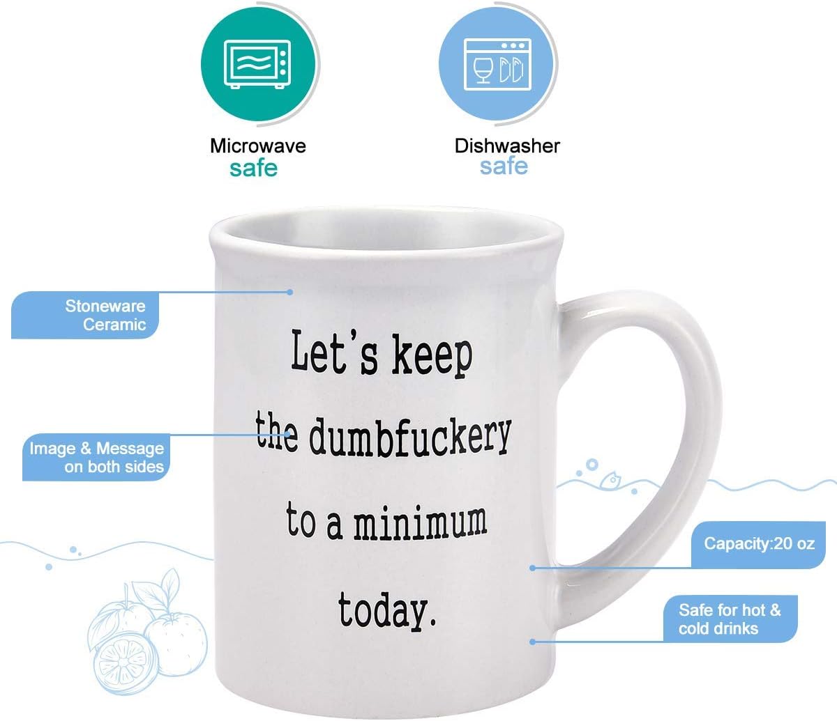 Tazas de café divertidas Let’s Keep To A Minimum Today Taza de té de café con frases divertidas, regalo novedoso de 20 onzas, regalo divertido para