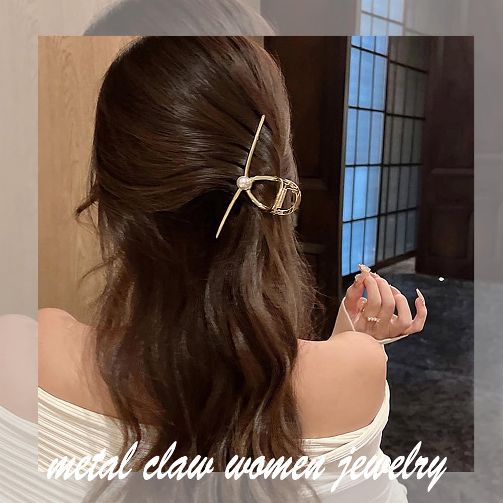Mehayi 3 pinzas de metal grandes para cabello grueso y pesado, pinzas de sujeción fuerte para cabello largo, accesorios de peinado de moda para