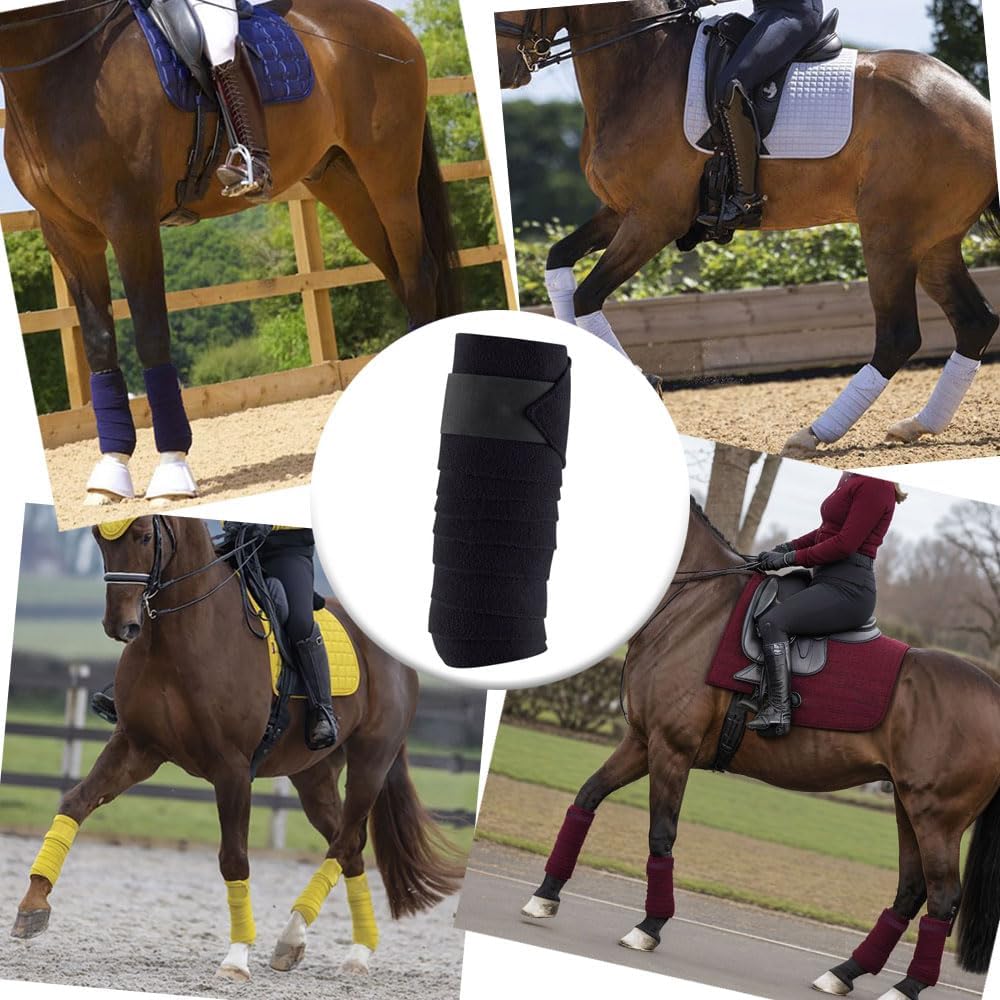 Envolturas de forro polar suave para piernas de polo de caballo, vendaje ecuestre, paquete de 4 (matrimonial (10 pies), blanco)