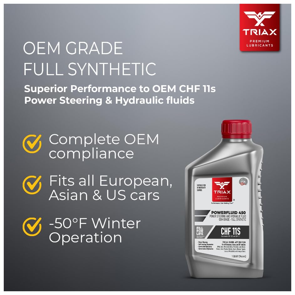 TRIAX Powerfluid 450 PSF – CHF 11S – Líquido hidráulico sintético de larga duración y dirección asistida compatible con Audi, Bentley, BMW,
