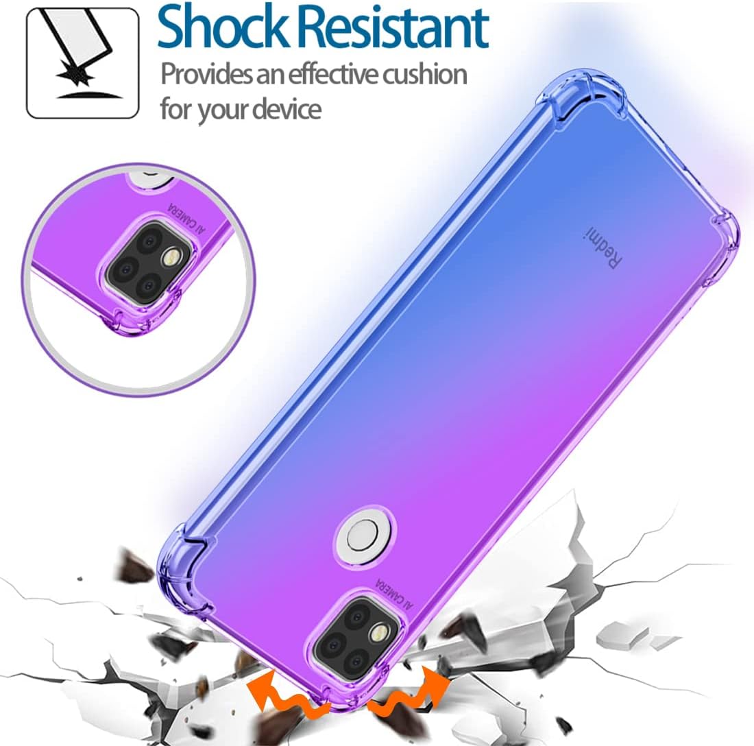 Funda para Redmi 9CPoco C3Redmi 10ARedmi 9 Activ Case, Crystal Clear Case Gradient Slim Anti Scratch TPU A prueba de golpes Funda protectora para