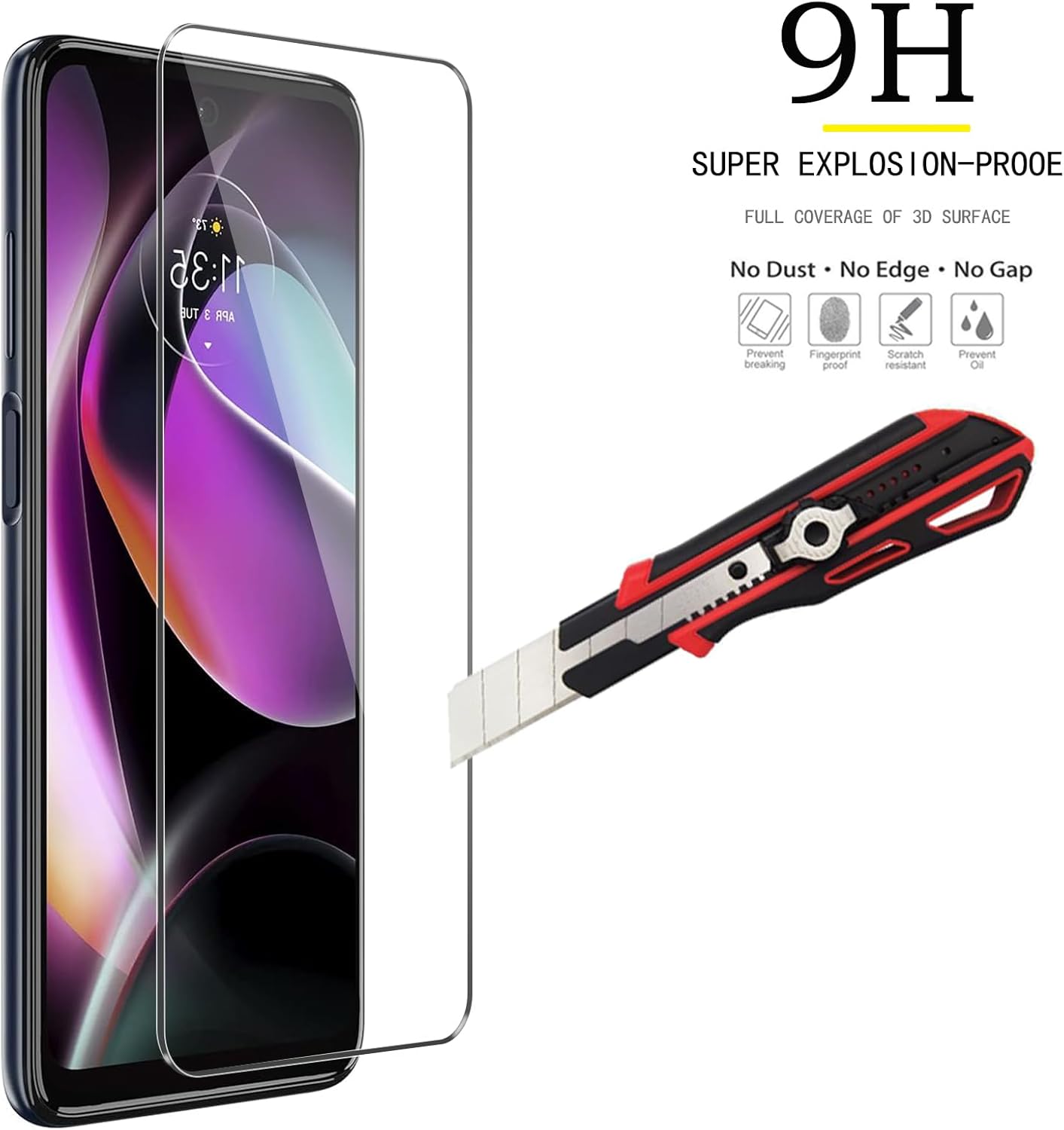 Paquete de 3 protectores de pantalla para Moto G 5G 2022, película protectora de vidrio templado, dureza 9H, antiarañazos, sin burbujas, claridad HD