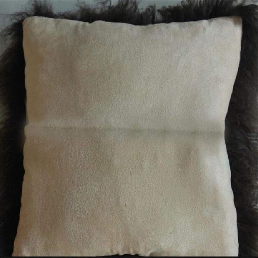 Seek4comfortable Funda de almohada de piel de cordero mongol 100% real, de 18 x 18 pulgadas, funda de almohada decorativa de piel para sala de
