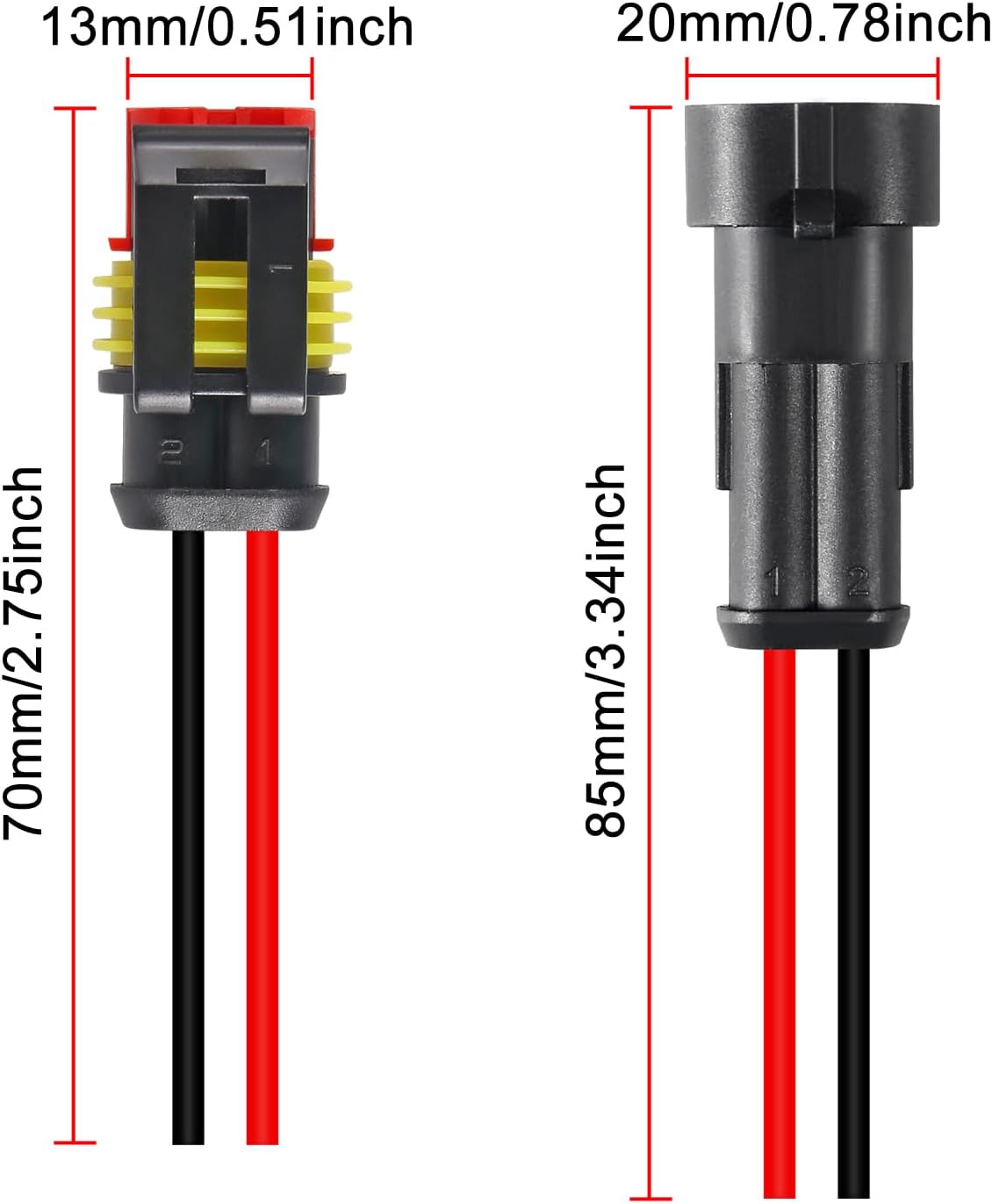 8 pares de conectores de 2 pines impermeables eléctricos de 2 pines, conectores de cable eléctrico automático, desconexión rápida, conectores de