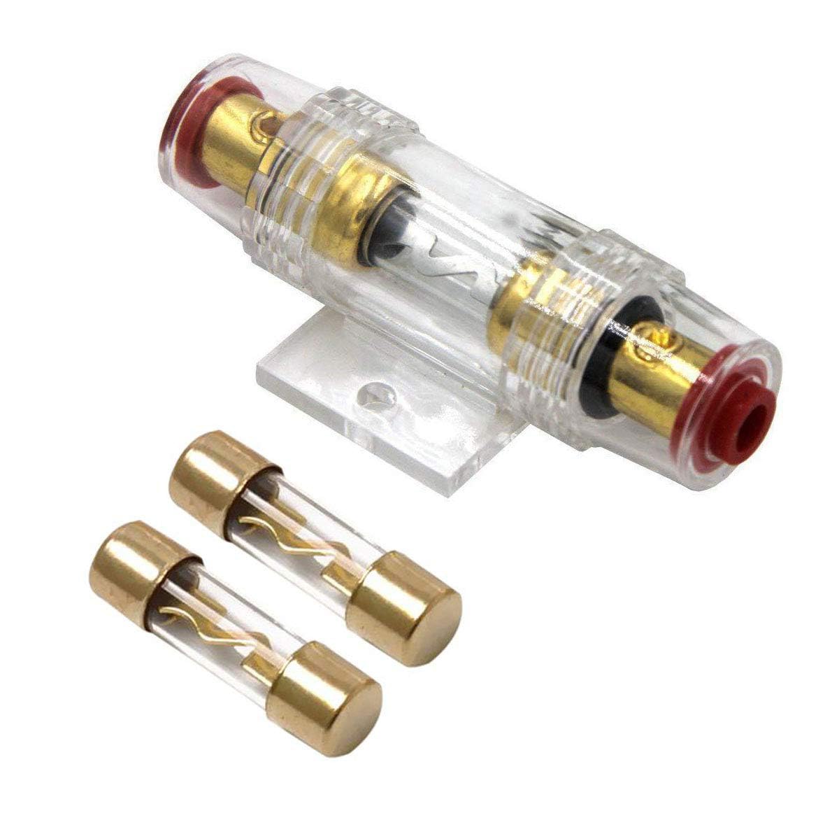 Soporte de fusible impermeable en línea calibre 4-8 AWG con dos fusibles tipo AGU de 80 80 amperios para audioalarmaamplificadorcompresores de