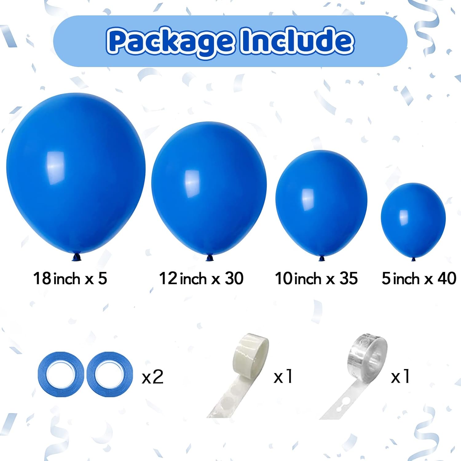 Globos de color azul real, 110 globos de fiesta de 1812105 pulgadas, kit de arco de globos de látex como globos de cumpleaños, baby shower, boda,