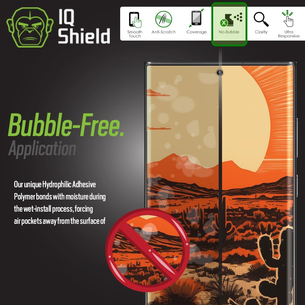 IQShield Paquete de 2 protectores de pantalla para Galaxy S22 Ultra película de TPU transparente, instalación sin burbujas, resistente a los