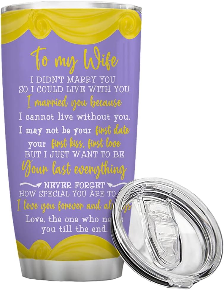 ATHAND Ideas de regalo de cumpleaños con texto en inglés “To my Wife”, regalo para esposa y ella, San Valentín, Día de la Madre, regalos de Navidad
