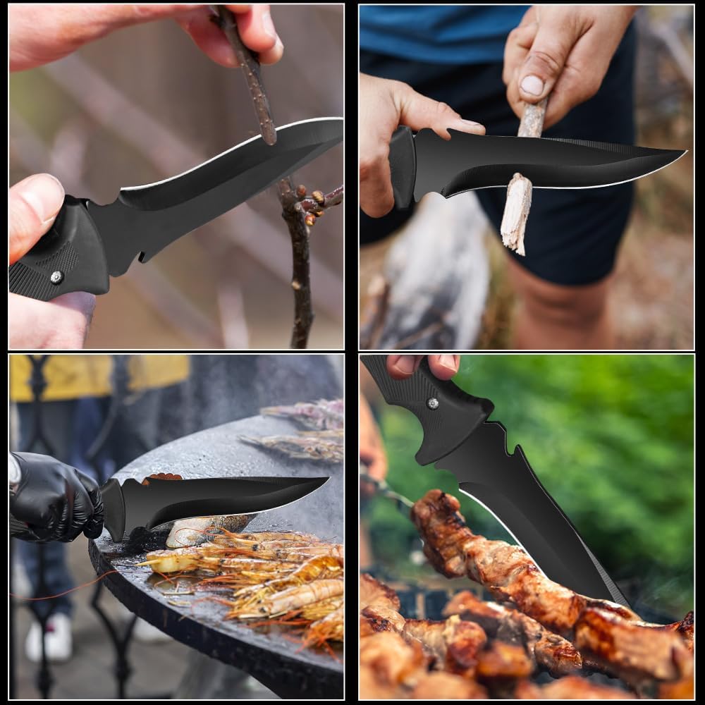 zarfand Cuchillo de bushcraft de 11.9 pulgadas para hombre, cuchillo de campamento de supervivencia, cuchillo de hoja fija con funda, cuchillo de
