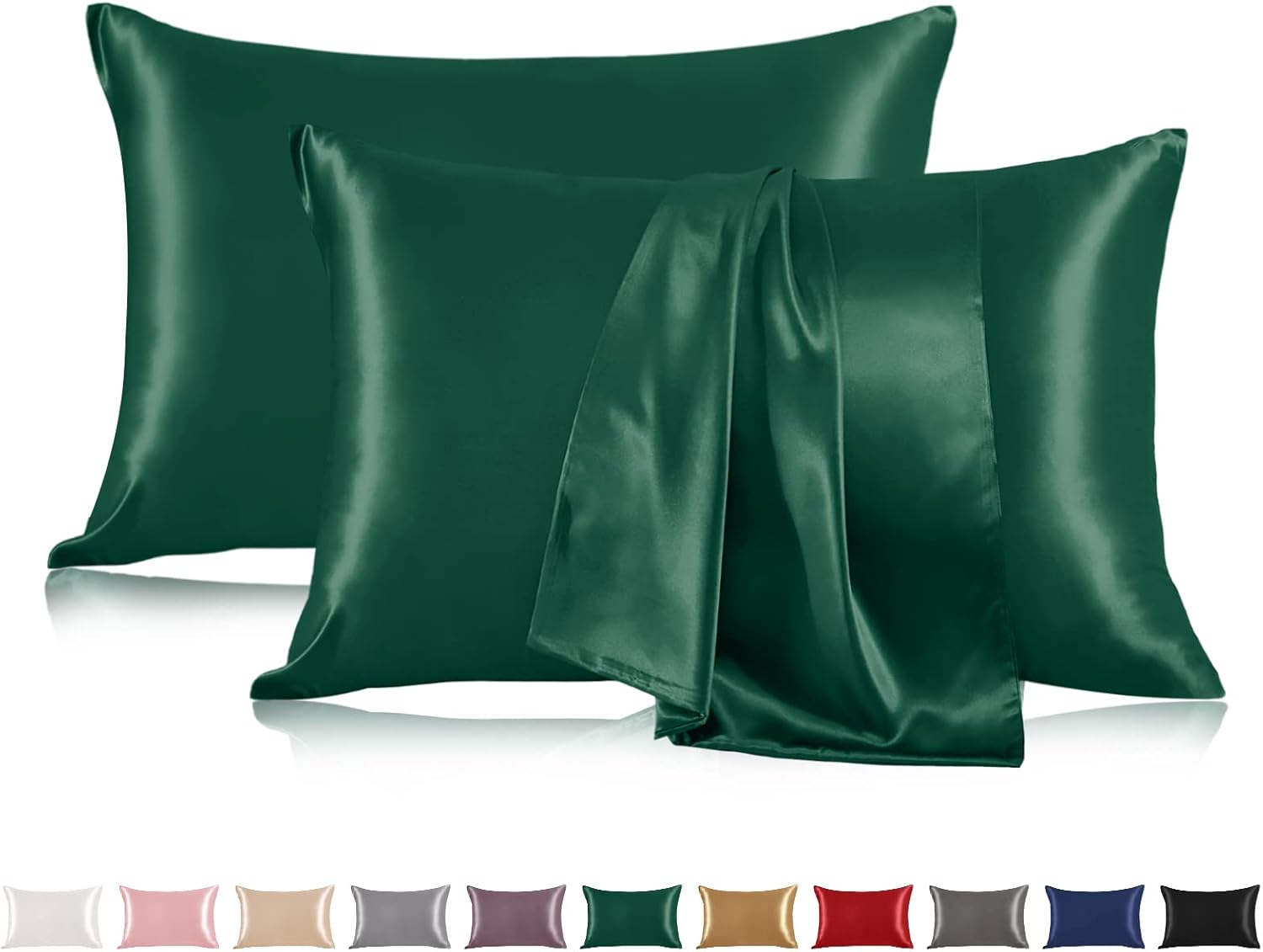THXSILK Juego de 2 fundas de almohada de seda de morera 100 % pura para cabello y piel, funda de almohada de seda Momme de grado 6A+ tamaño Queen de