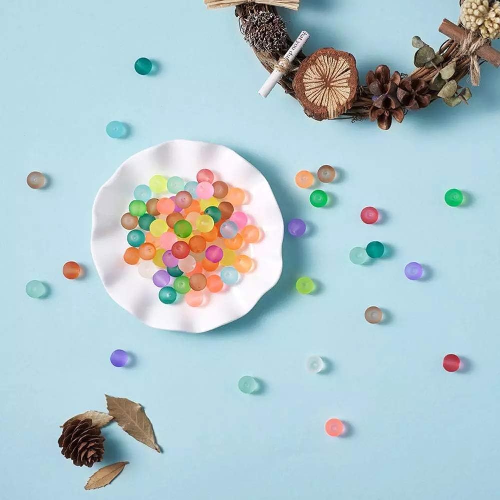 500 cuentas espaciadoras redondas de vidrio esmerilado de 0.236 pulgadas (0.236 in), mini cuentas sueltas para collares, pulseras, joyería,