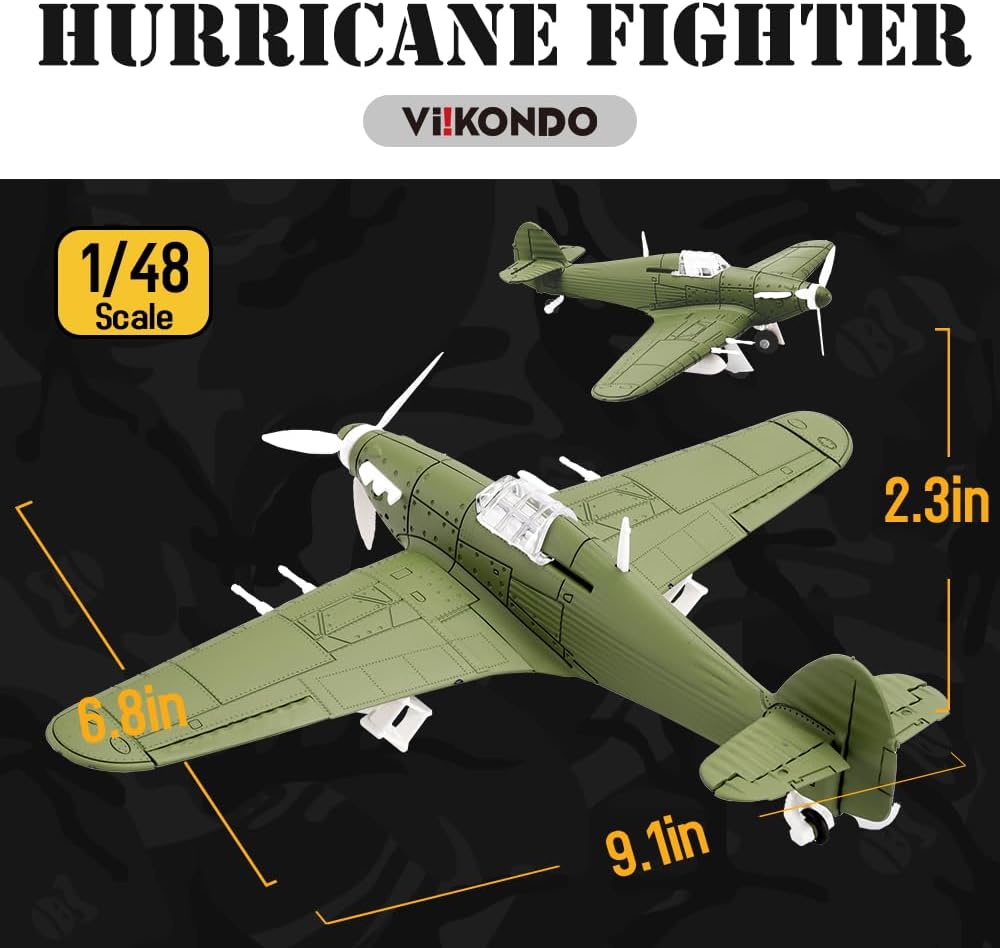 ViiKONDO 148 WWII UK Hurricane Fighter British Aircraft Militar Warplane Modelo Kit de construcción DIY Asamblea Jet Toy Avión (01)