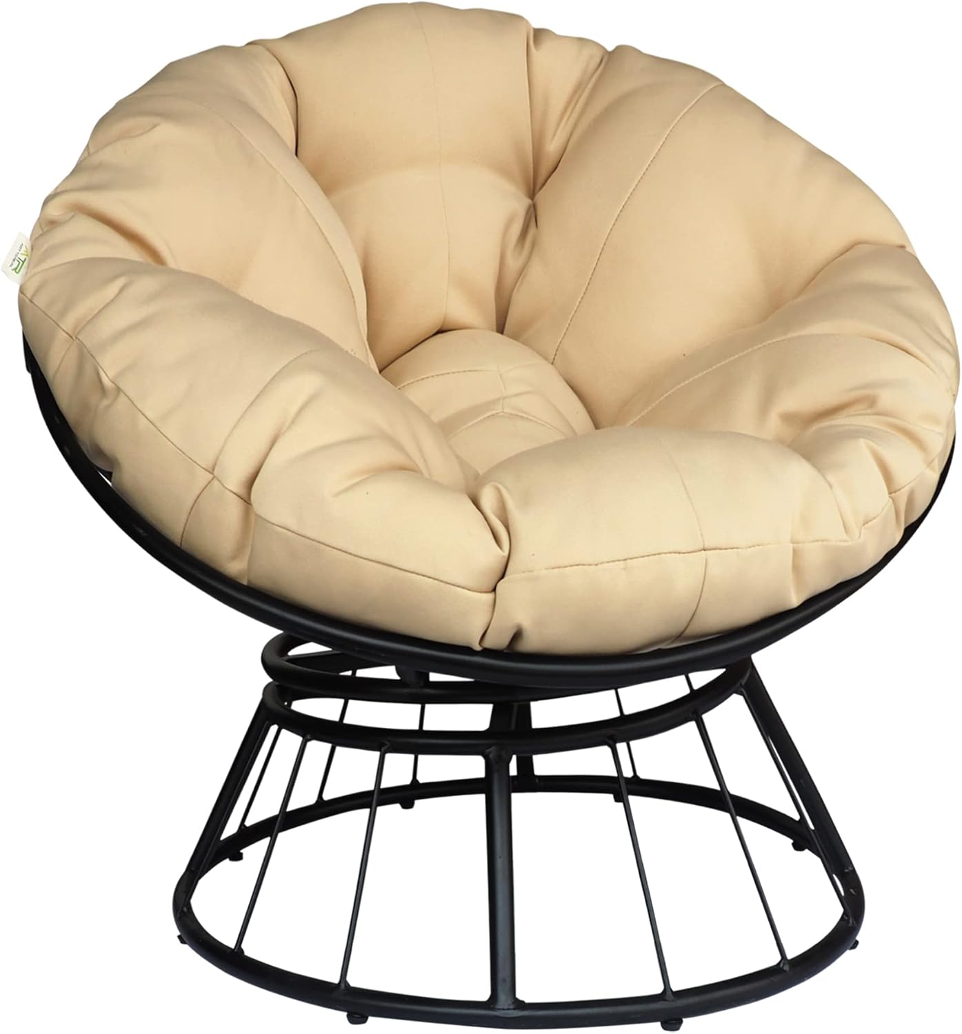 Skypatio Papasan – Silla giratoria de patio con cojín esponjoso, silla de descanso para interiores y exteriores, asiento de balcón para el hogar, 35