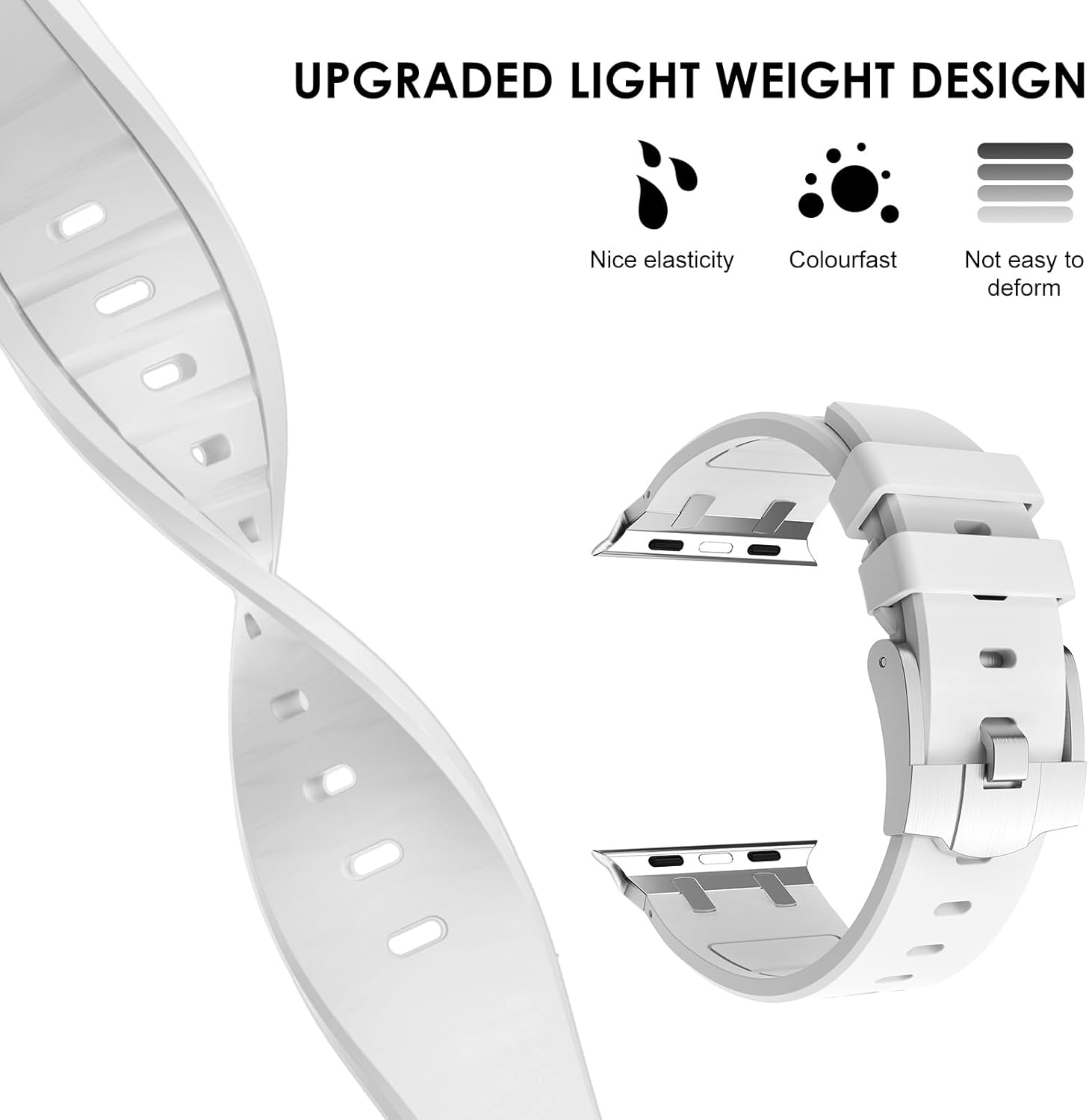 NewWays Correa para Apple Watch Ultra Band de 1.929 in, 1.772 in, 1.732 in, 1.654 in, 1.614 in, 1.575 in, 1.496 in, para hombres, correa de goma de
