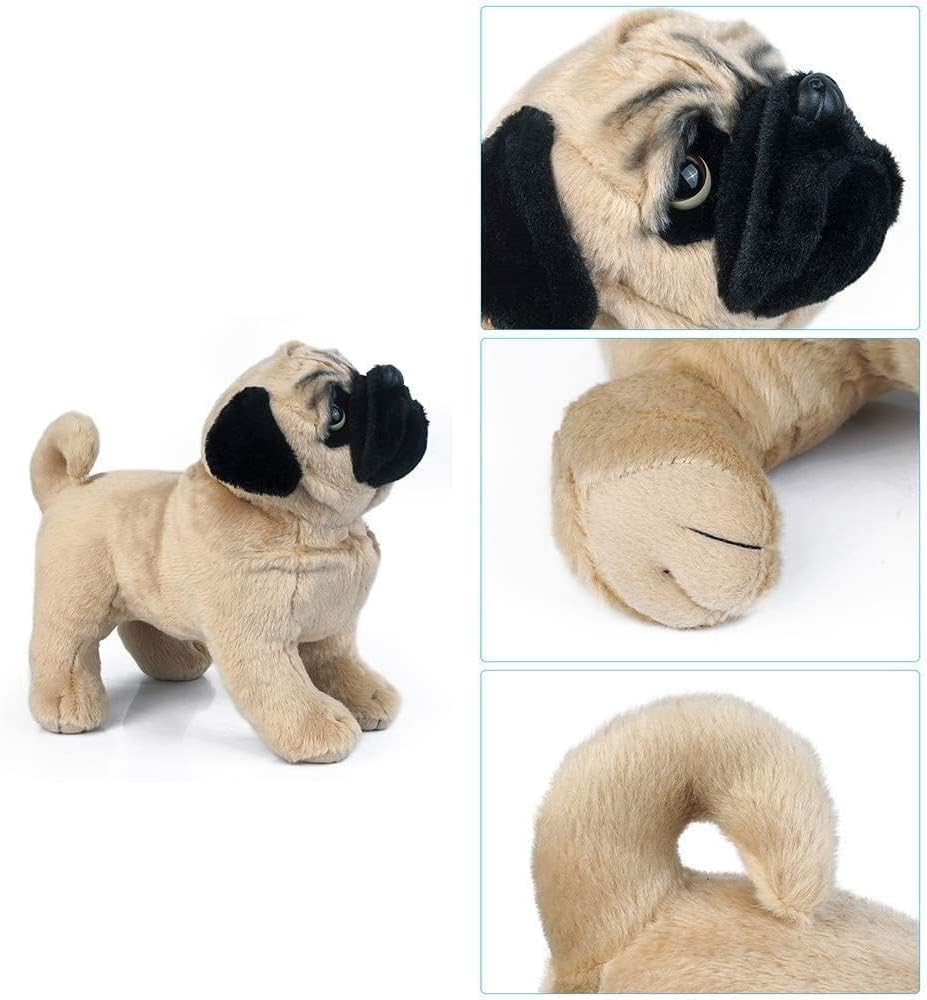 RoseAuroma – Muñeco de peluche de perro carlino marrón de 12 pulgadas, juguete de peluche para perro