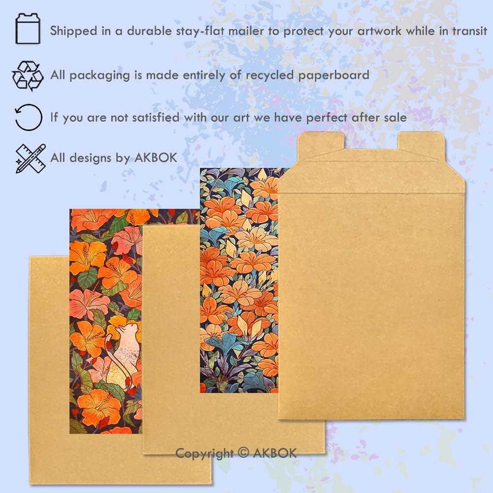 AKBOK 9 pósteres de gatos y flores, arte botánico de gato, carteles de naturaleza, arte para decoración del hogar, amantes de los gatos, entusiastas