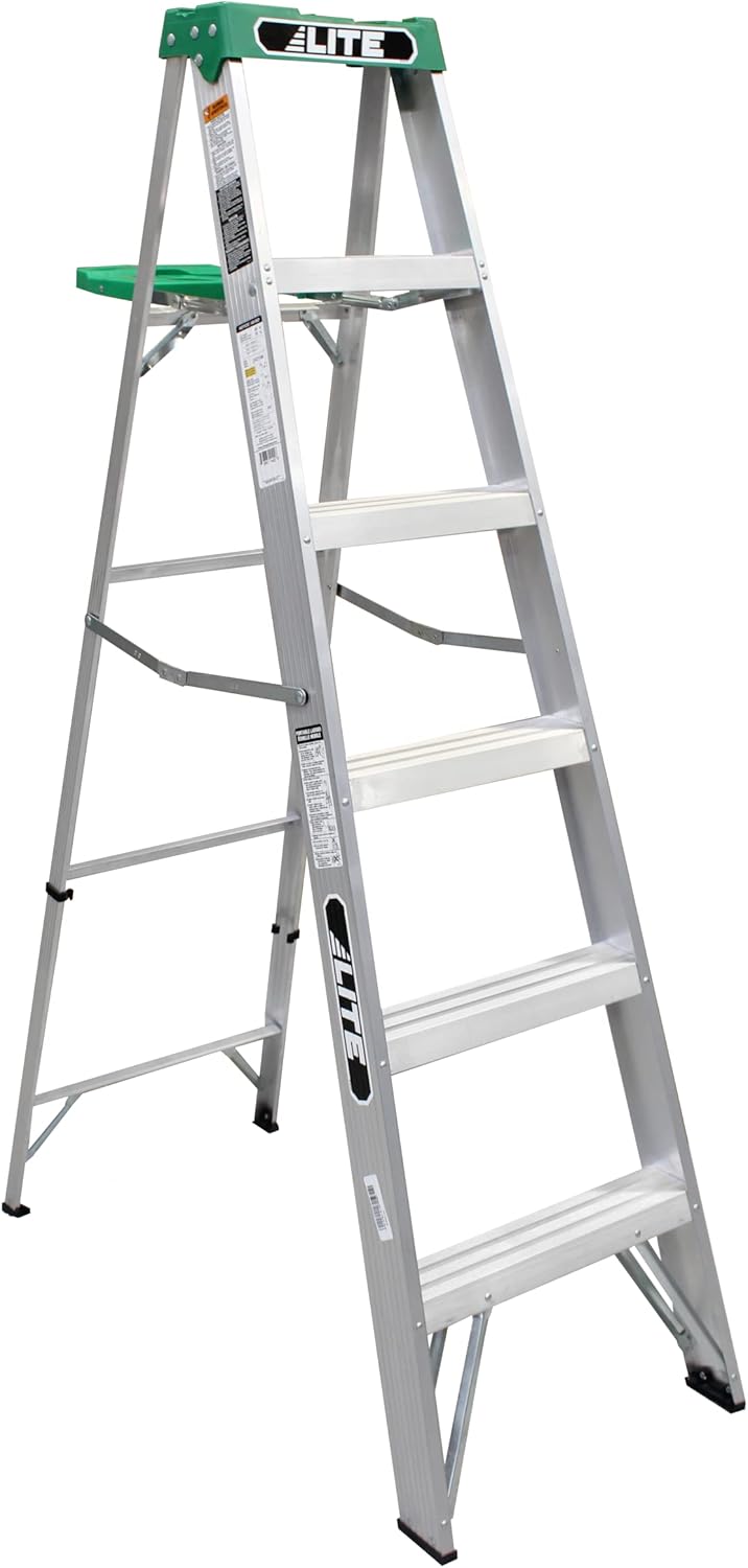 LITE Escalera de aluminio de 6 pies, capacidad de 225 libras, tipo II, LP-2211-06