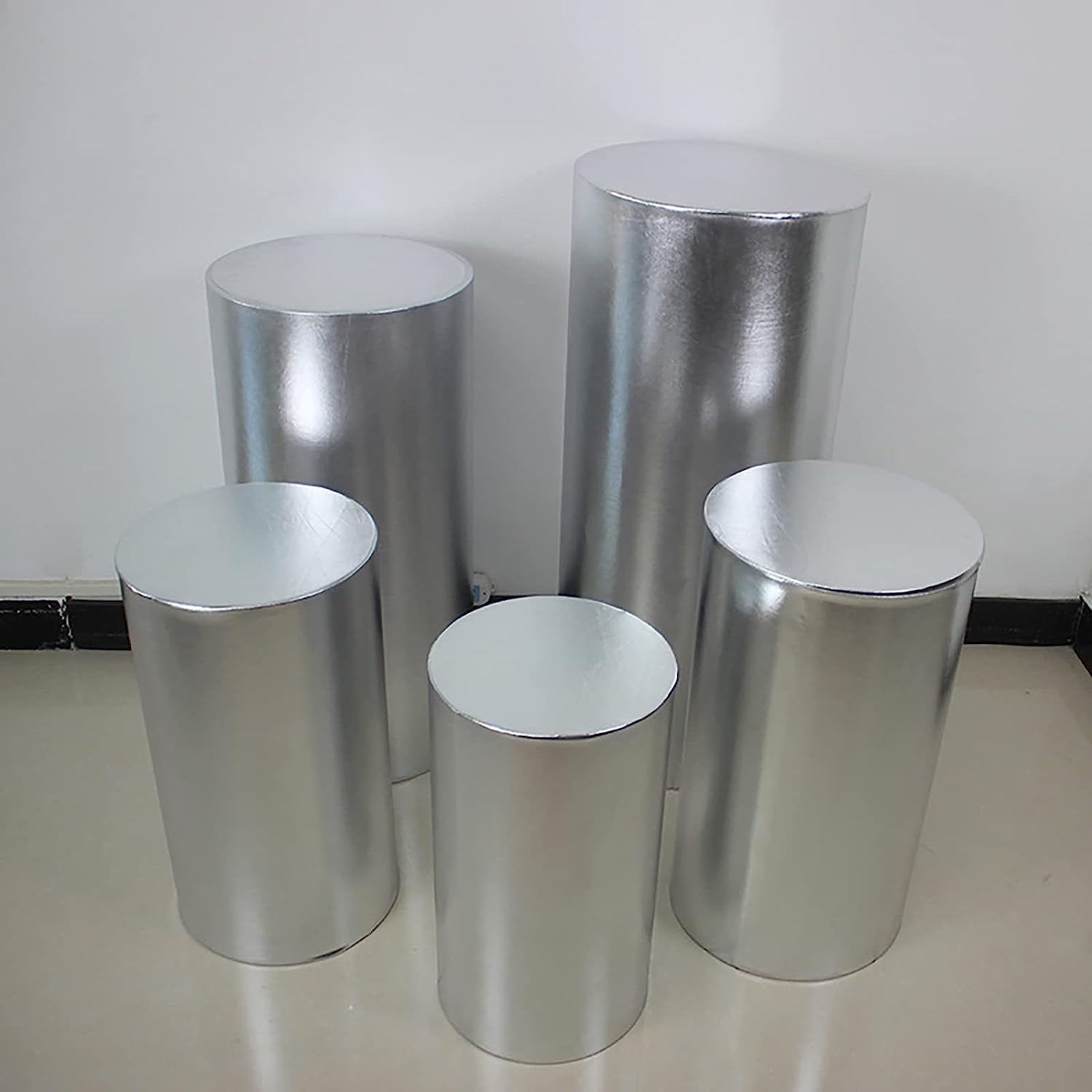 Fundas de soporte de cilindro de fiesta para soportes de pedestal de cilindro de metal, fundas elásticas de bronce, para decoración de fiestas,