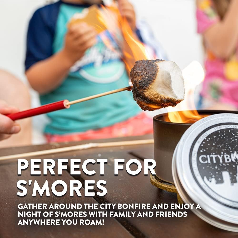 City Bonfires – Hoguera portátil, mini hoguera, hoguera de mesa, sin madera, sin brasas, 3-5 horas de tiempo de combustión, apto para alimentos para