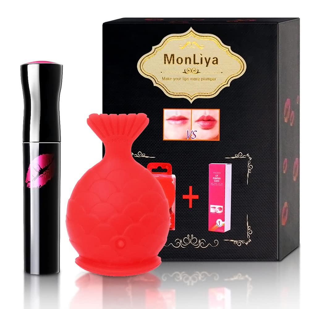 Dispositivo de relleno de labios+juego de brillo para labios, kit de herramientas de relleno de labios en forma de pez, potenciador de labios de
