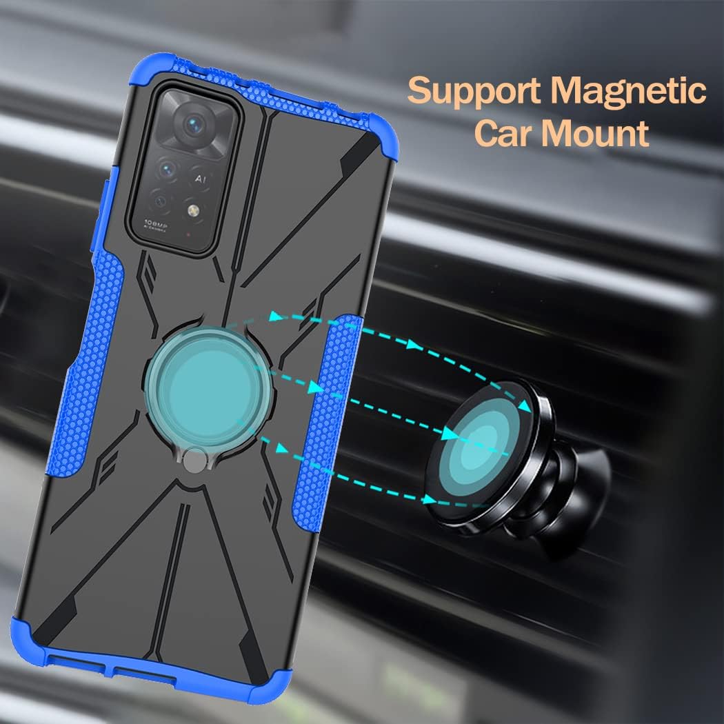 Funda compatible con Redmi Note 11 Pro (4G5G)Redmi Note 11E Pro con protector de pantalla de vidrio templado, soporte magnético con soporte para