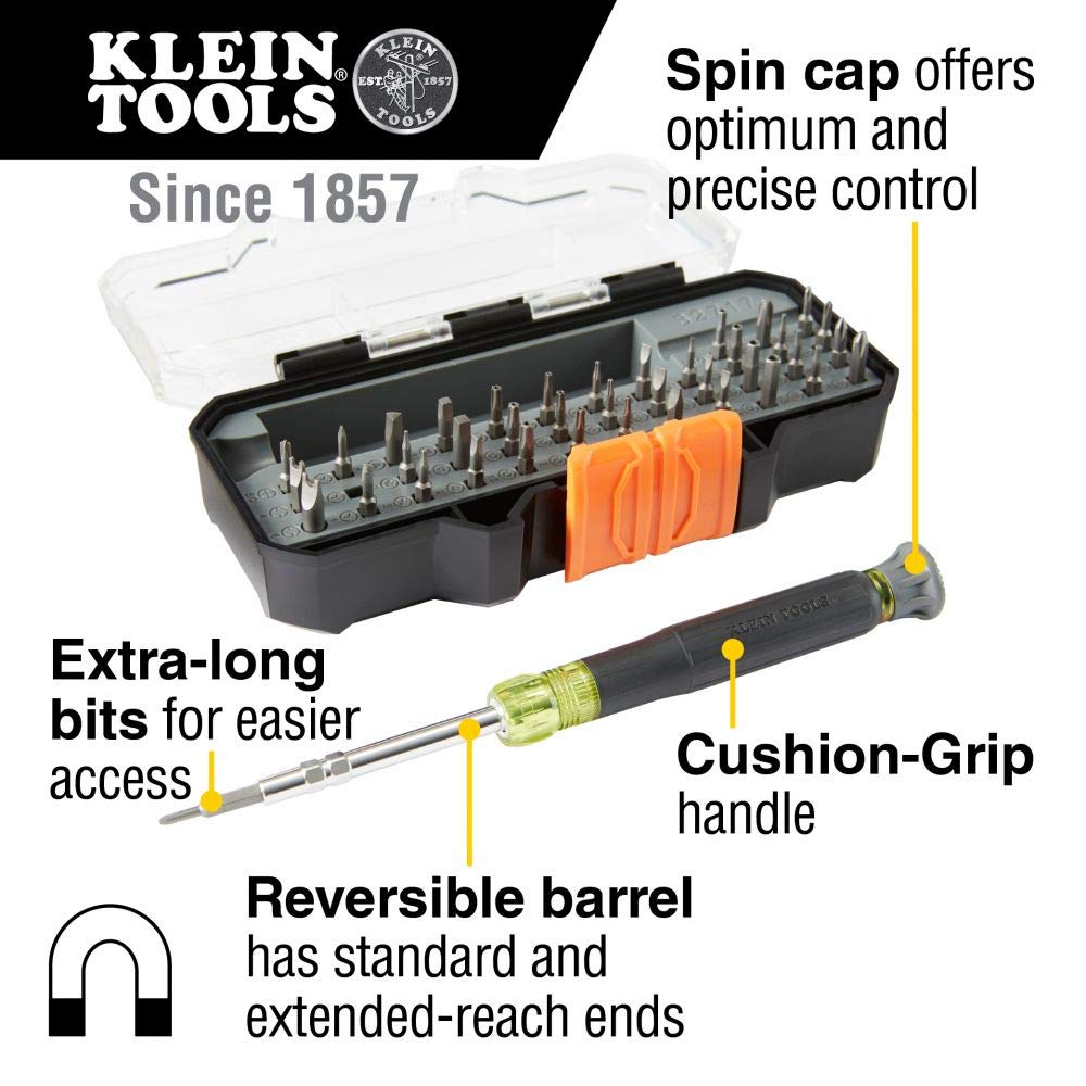 Klein Tools Juego de destornilladores de precisión con estuche + destornillador de trinquete, kit de herramientas de reparación todo en uno para