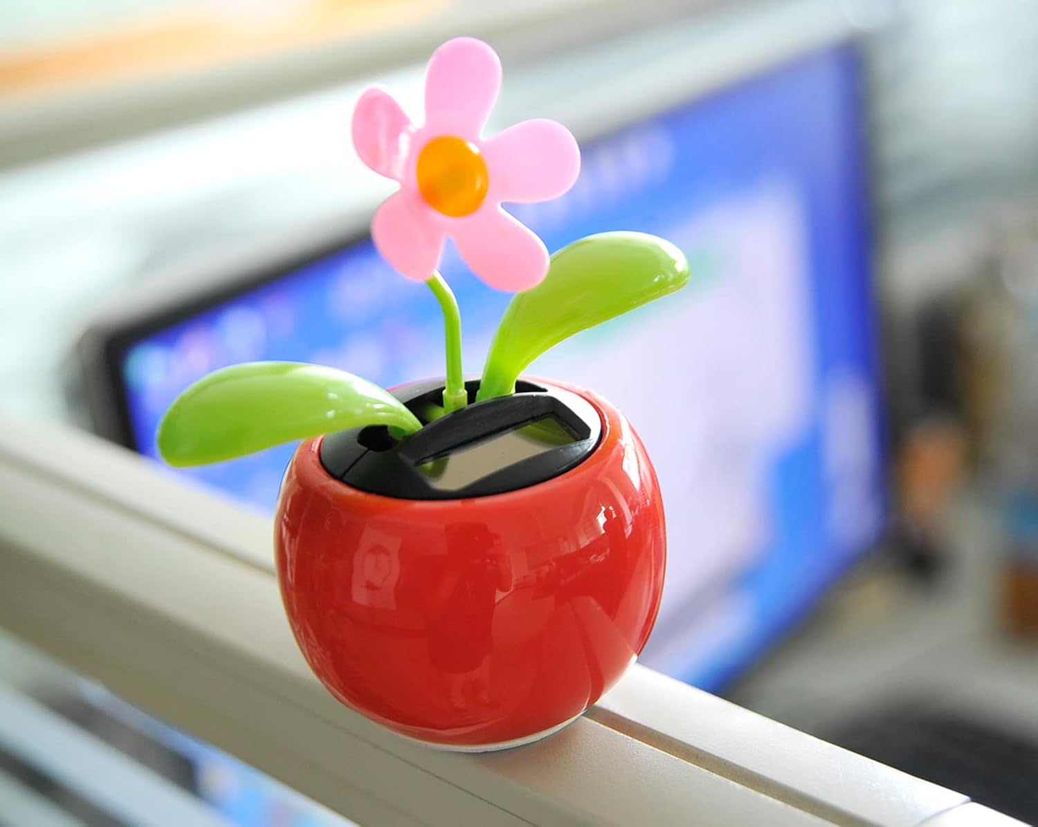 PowerTRC Flor bailarina con energía solar  Juguete de regalo de decoración de escritorio, ventana o automóvil  No requiere baterías  Divertida flor