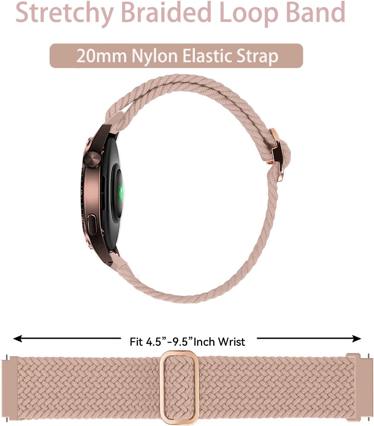 Correas trenzadas de 0.77 pulgadas para Samsung Galaxy Watch 654 de 1.57 pulgadas, 1.73 pulgadas, Galaxy Watch 6 Classic de 1.77 y 1.65 pulgadas,