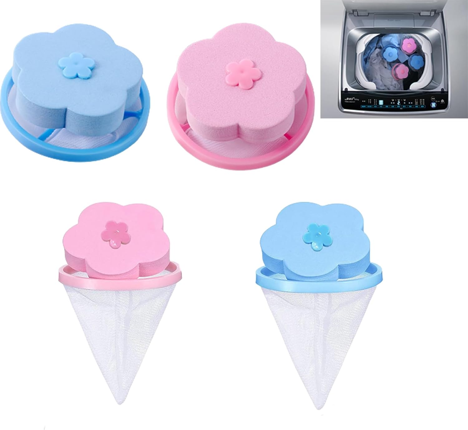 Washing Machine Floating Lint Mesh Bag, Lint Catcher for Laundry,Pet Hair Remover for Laundry,Reusable Household Hair Filter Washer Lint Trap Net