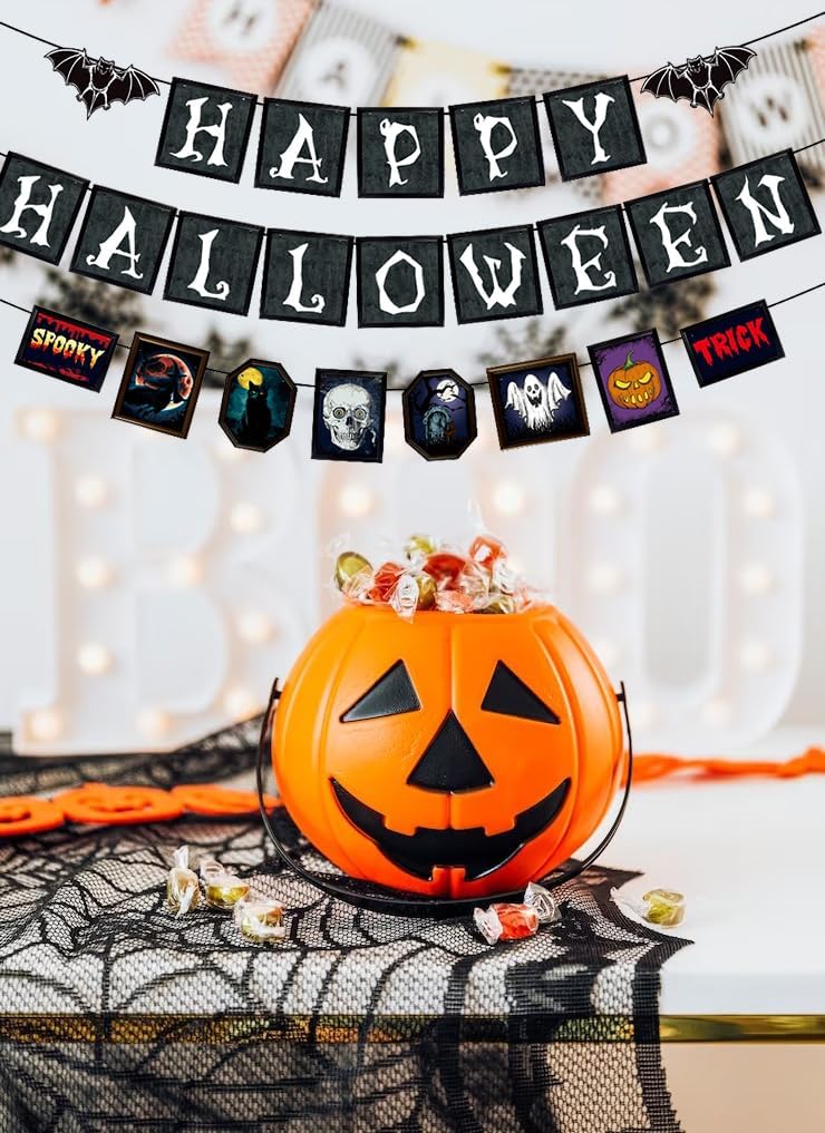 Pancartas de decoración de Halloween, pancartas de decoración de Halloween, palabras artísticas, pinturas artísticas, pancartas decorativas
