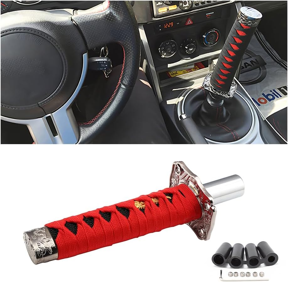 zipelo Samurai – Pomo de palanca de cambios corta de 6 pulgadas con 4 adaptadores, palanca de cambios Samurai para transmisión manual, la mayoría de