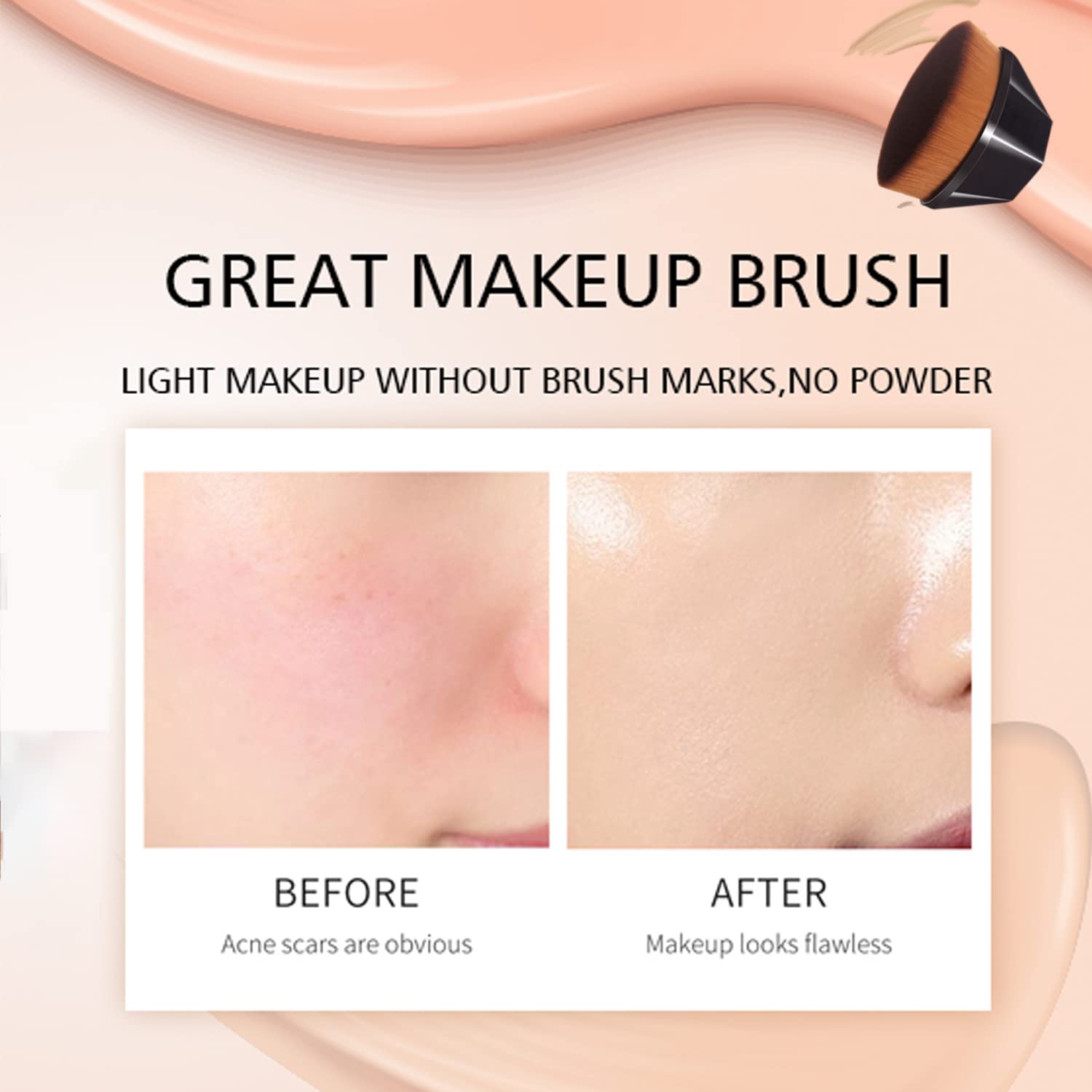 Cepillo de Maquillaje con Tapa Plana, Brochas de Maquillaje con Tapa Plana, Brochas de Maquillaje con Tapa Plana, Brochas de Maquillaje para Mezclar