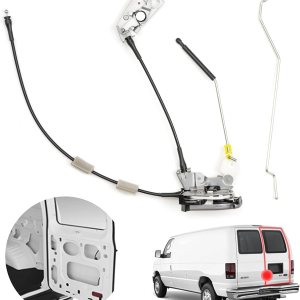 Pestillo de puerta para Ford E150 E250 E350, pestillo de puerta trasera derecha con cable y varilla para reparación de camiones Ford, OE Pestillo de puerta para Ford E150 E250 E350, pestillo de puerta trasera derecha con cable y varilla para reparación de camiones Ford, OE