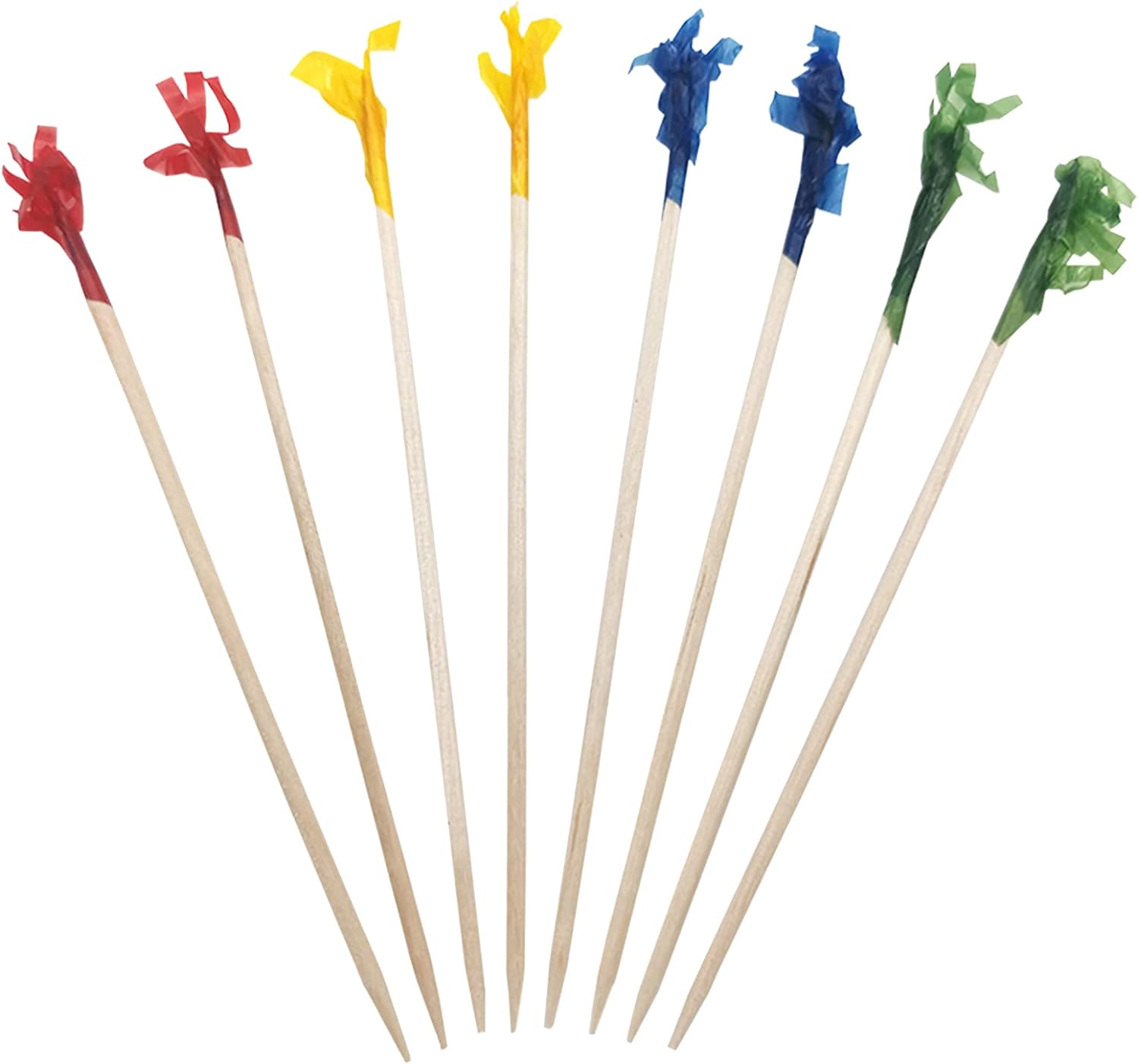 BLUE TOP Palillos de dientes de madera con volantes de 4 pulgadas, paquete de 1000 palillos de dientes de cóctel para frutas, aperitivos, sándwiches