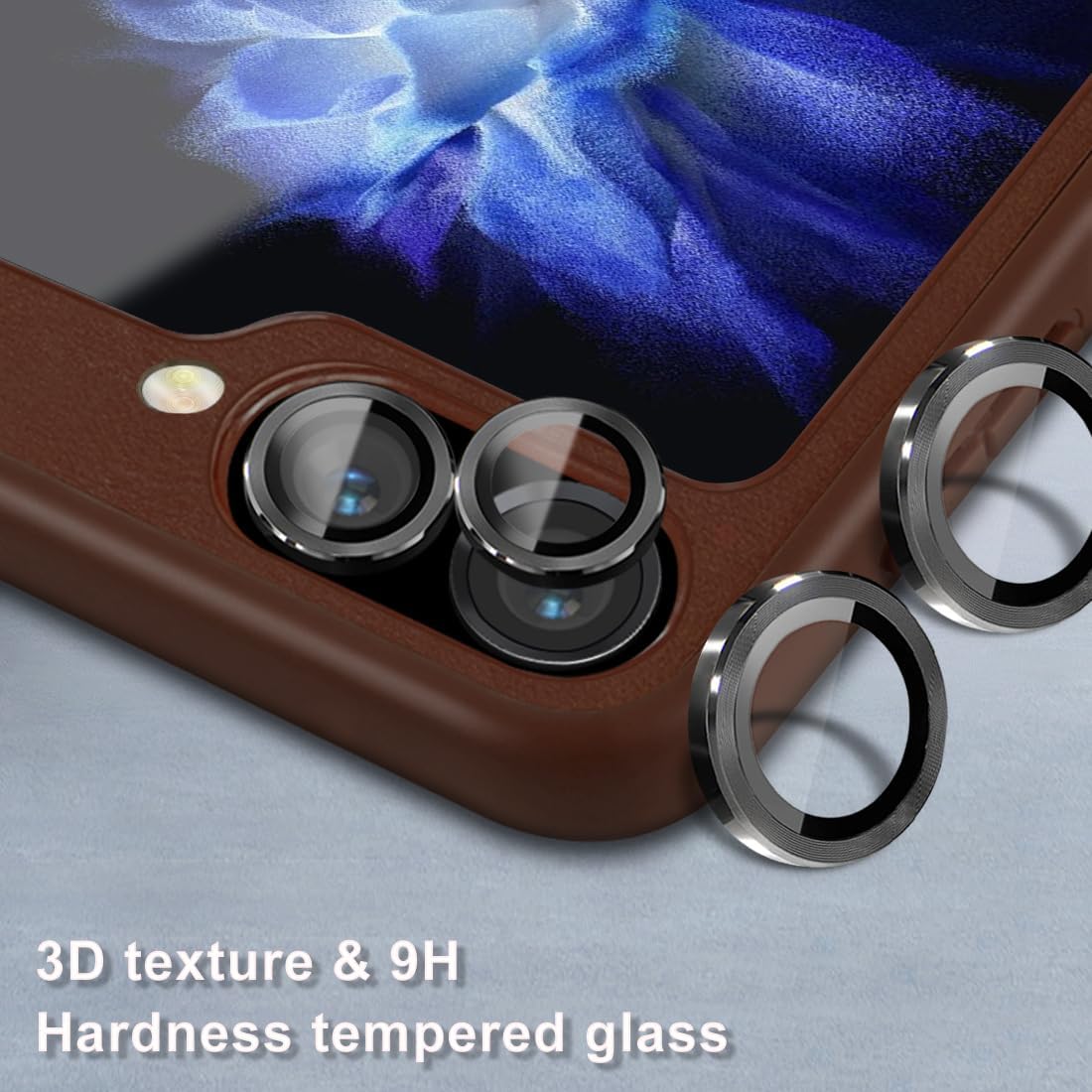 KEZiHOME Funda para Samsung Galaxy Z Flip 5 con protector de pantalla integrado, funda de cuero genuino para Samsung Z Flip 5 con cubierta para