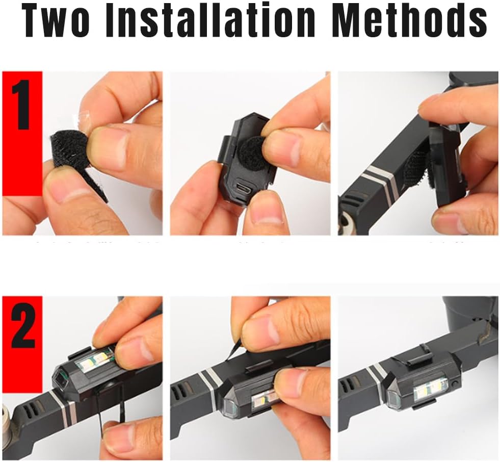 Luces LED anticolisión (sin controlador), luz estroboscópica LED de alto brillo, 7 colores, mini iluminación recargable USB, luces traseras
