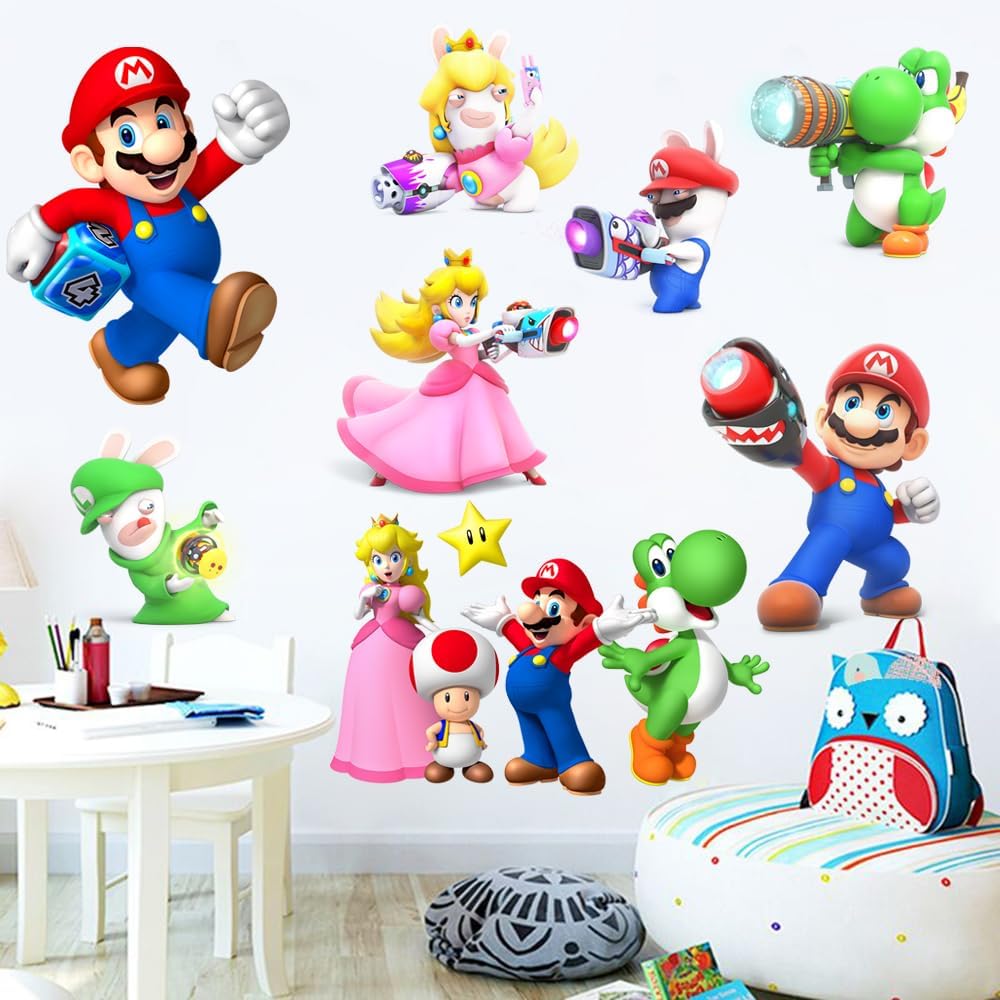 SKTFFR Mario Brothers – Calcomanías de pared para niños, decoración de pared de PVC, decoración de pared para habitación de niños, sala de estar