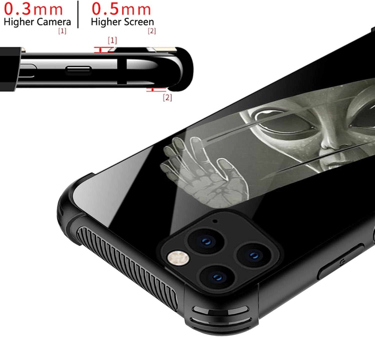 CARLOCA Funda compatible con iPhone 13 Pro, funda con patrón de vidrio Alien Clean iPhone 13 Pro, ultra protección, a prueba de golpes, de silicona