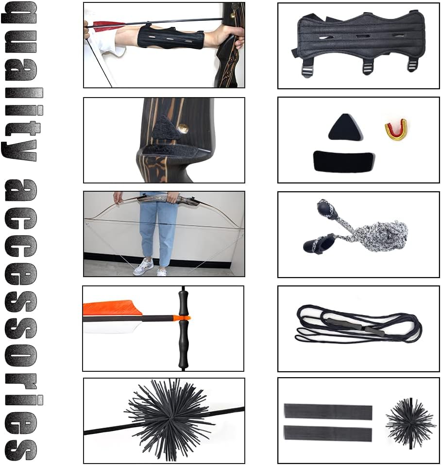 TACHYON ARCHERY Takedown – Arco recurvo hecho a mano con arco y flecha para adultos, tradición de caza y tiro de objetivo, juego de tiro con arco de