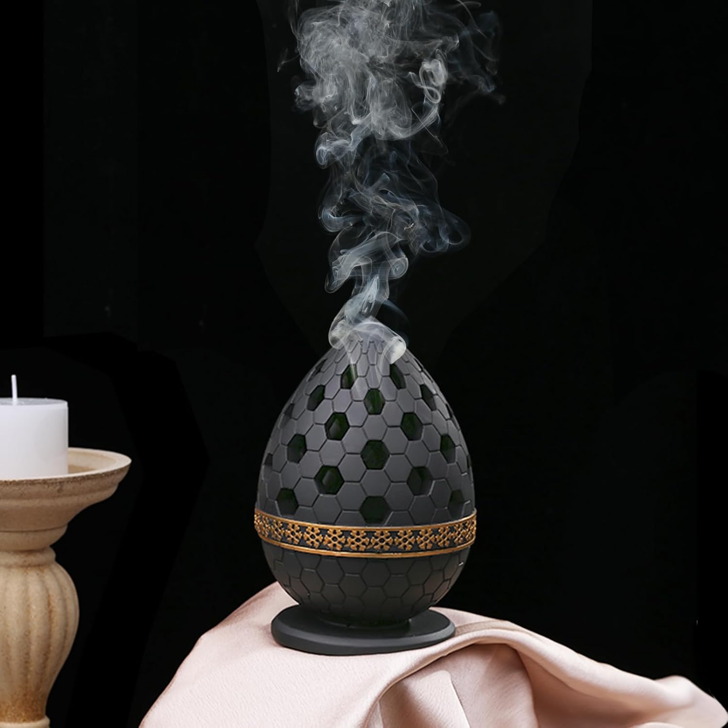WURUIYANH Quemador de incienso de carbón, quemador de incienso de resina, para yoga, spa y aromaterapia, oficina y decoración del hogar (negro)