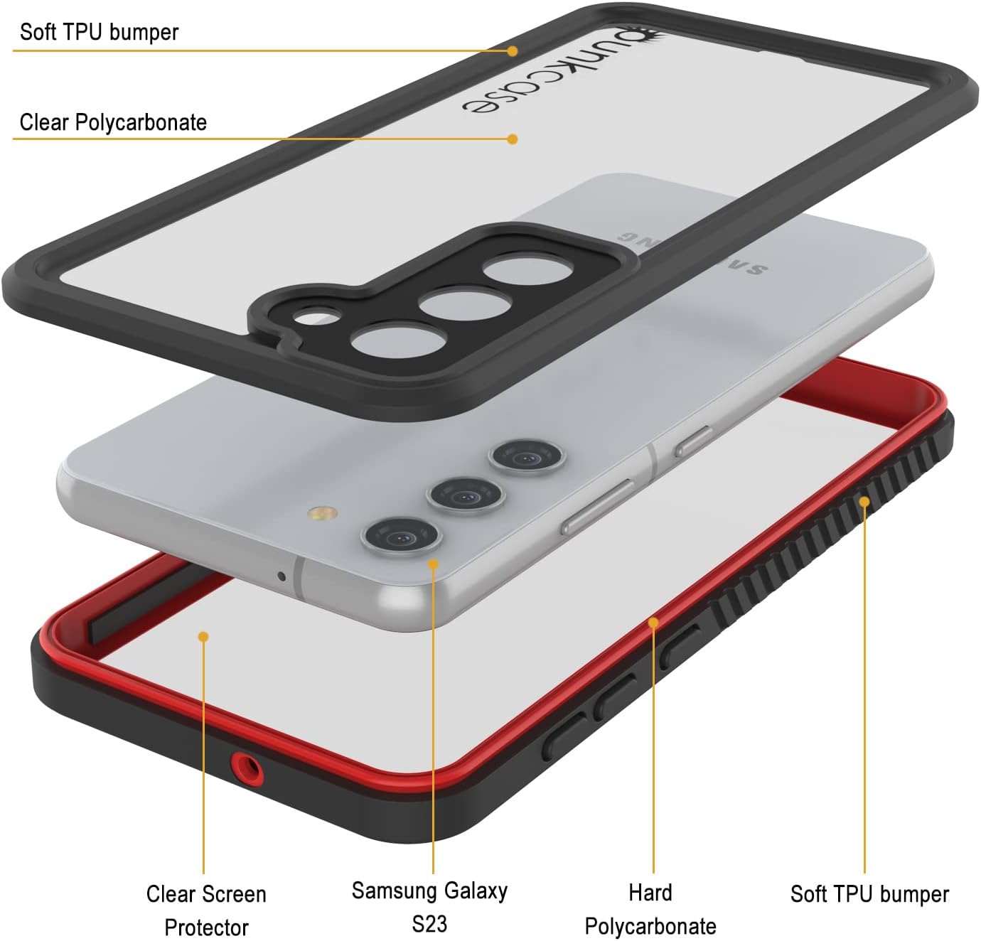 Punkcase Funda impermeable para Galaxy S23 Serie Extrema Ajuste delgado Certificado IP68 A prueba de golpes Resistente a la suciedad A prueba de
