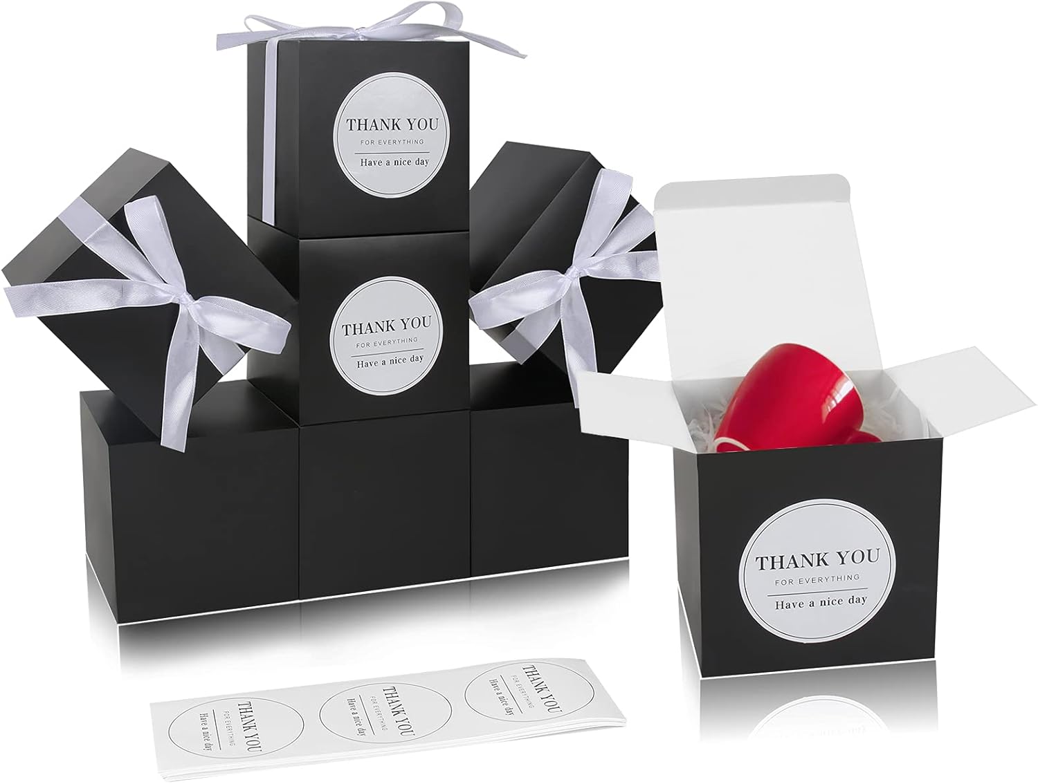 COTOPHER Paquete de 60 cajas de regalo pequeñas de 4 x 4 x 4 pulgadas, cajas de regalo negras con tapas para regalos, manualidades, recuerdos de