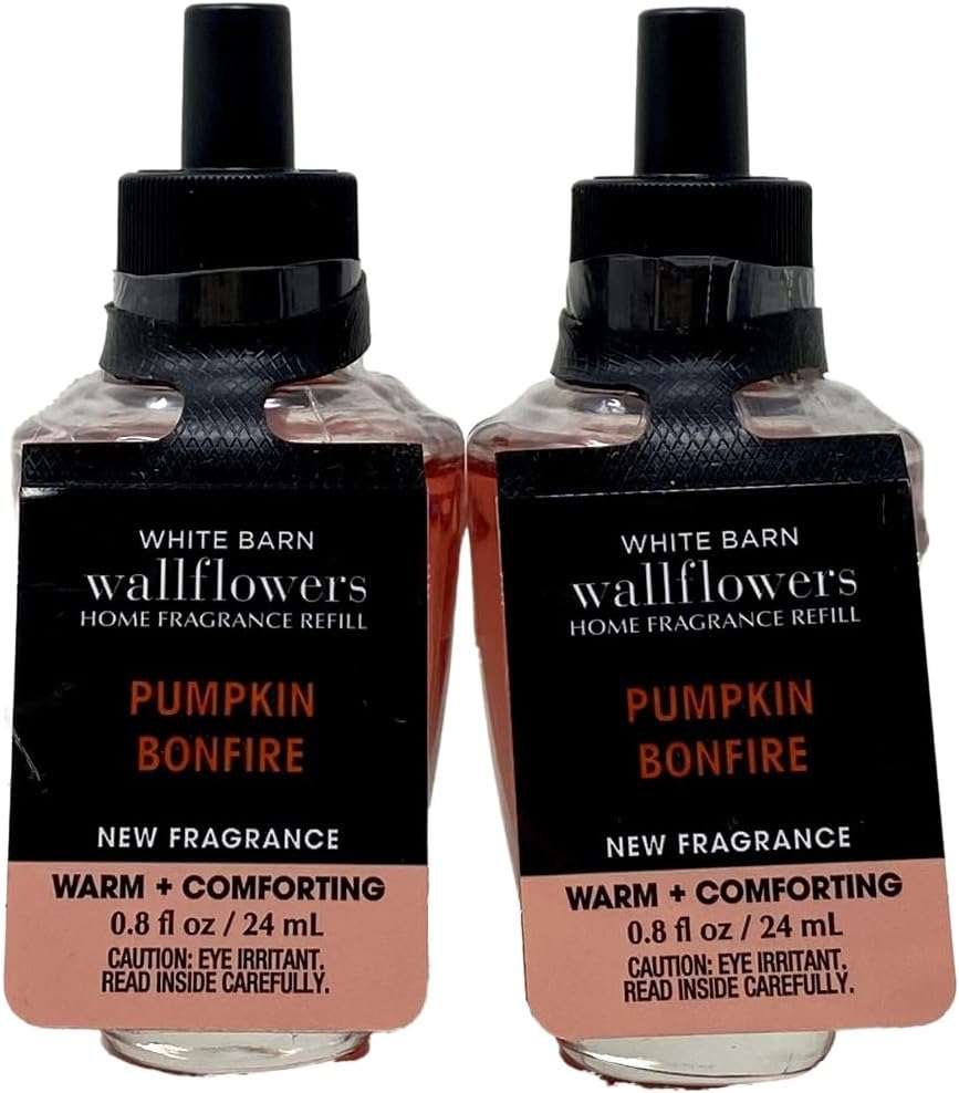 Bath & Body Works White Barn Pumpkin Bonfire Wallflowers – Recambios de fragancia para el hogar, paquete de 2
