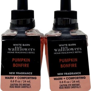 Bath & Body Works White Barn Pumpkin Bonfire Wallflowers – Recambios de fragancia para el hogar, paquete de 2 Bath & Body Works White Barn Pumpkin Bonfire Wallflowers – Recambios de fragancia para el hogar, paquete de 2